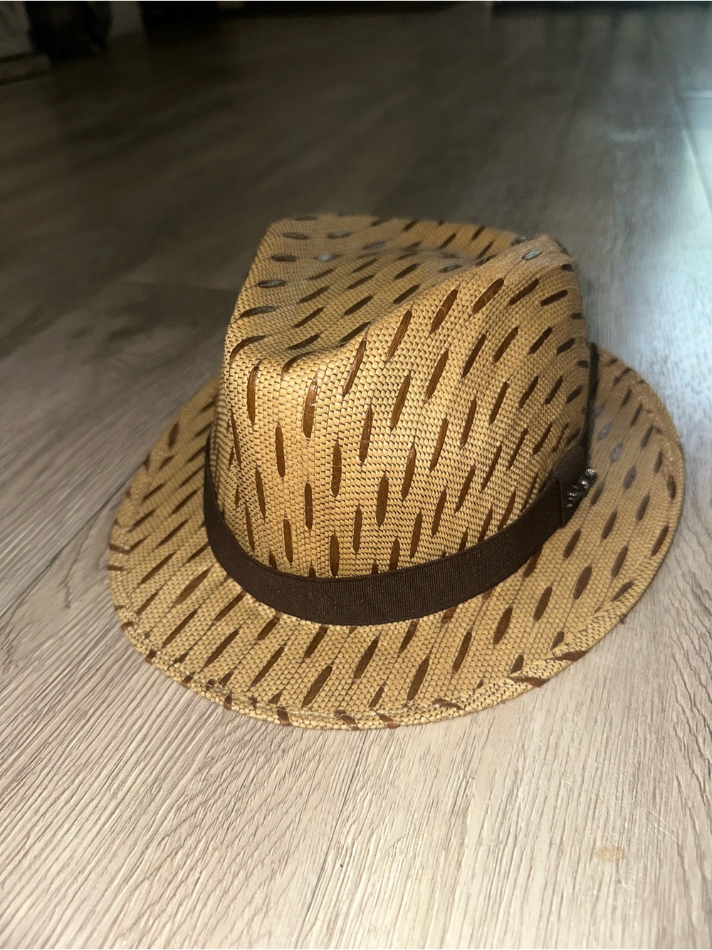 Som-Her Camping Fawn Print Mens Straw Fedora Hat